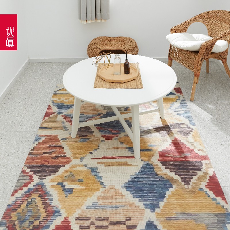 认真客厅沙发大地毯地板防滑脚垫防水可擦洗地垫pvc北欧餐桌泉滋