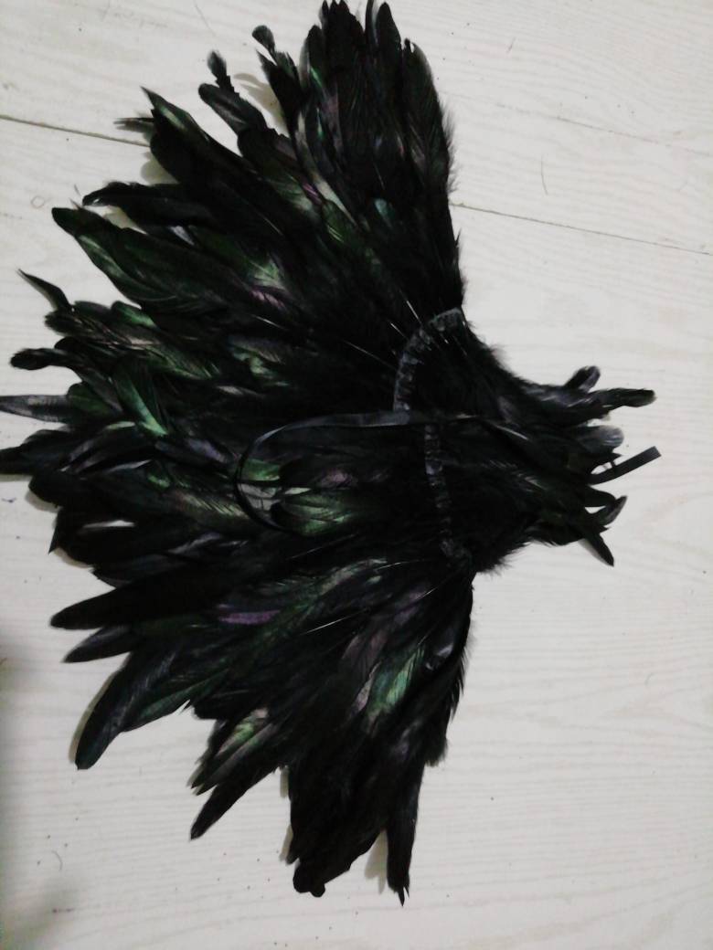 【7722】黑色羽毛披肩公鸡毛围巾鸡毛假领子亚马逊哥特风披风