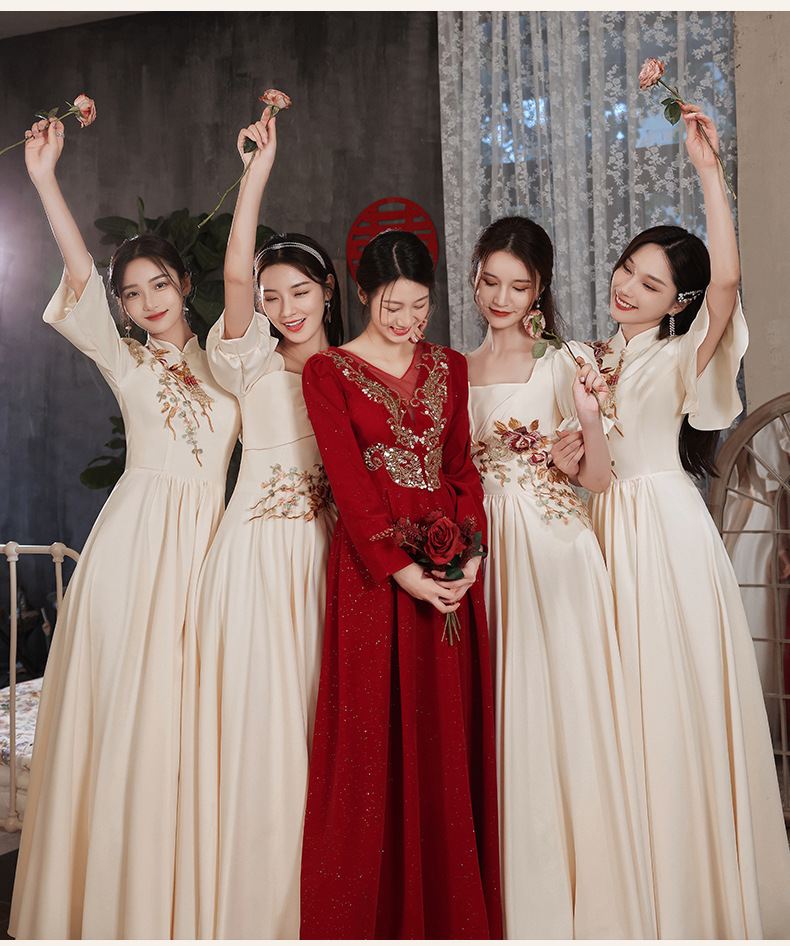 中式伴娘服2022春夏新款中式婚礼伴娘礼服姐妹团秀禾服汉服婚礼女