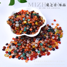 天然彩玛瑙碎石 彩色圆玛瑙碎石摆件 鱼缸花盆装饰造景石供佛