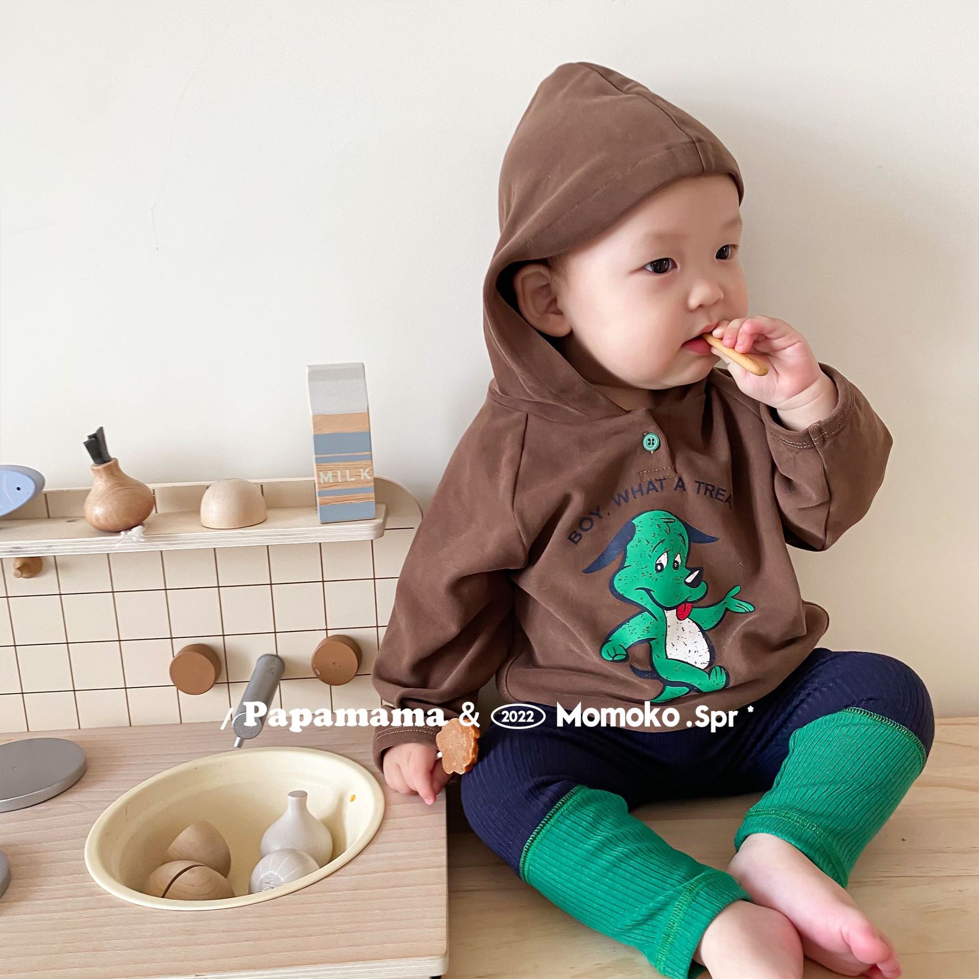 丸纸momoko2022春款新款婴幼儿童装宝宝连体三角爬服套装批发