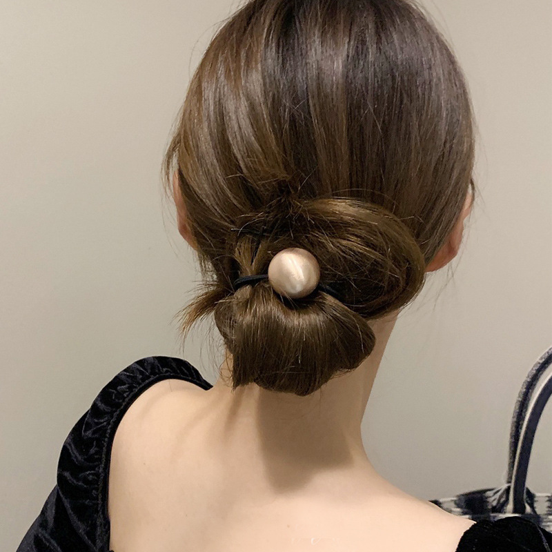 Korean Style Hair Ring Wholesale Vintage Brushed Gold Ball Minimalist Hair Rope Bun Updo Rubber Band Hair Accessories Women's Textured Hair Rope