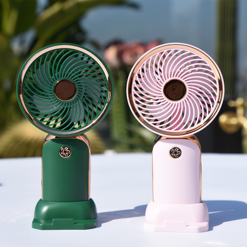 2023 New Simple Handheld with Base Little Fan USB Charging Summer Outdoor Travel Pocket Fan Yixuan