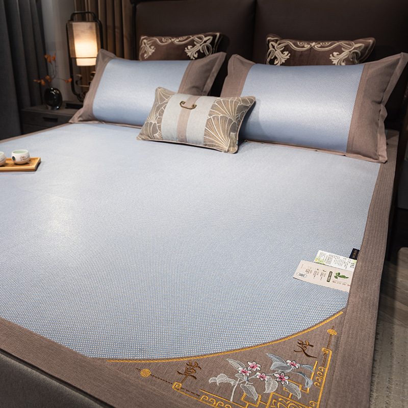 夏季艾草冰藤席双面凉席冰丝加厚席子高档家用1.