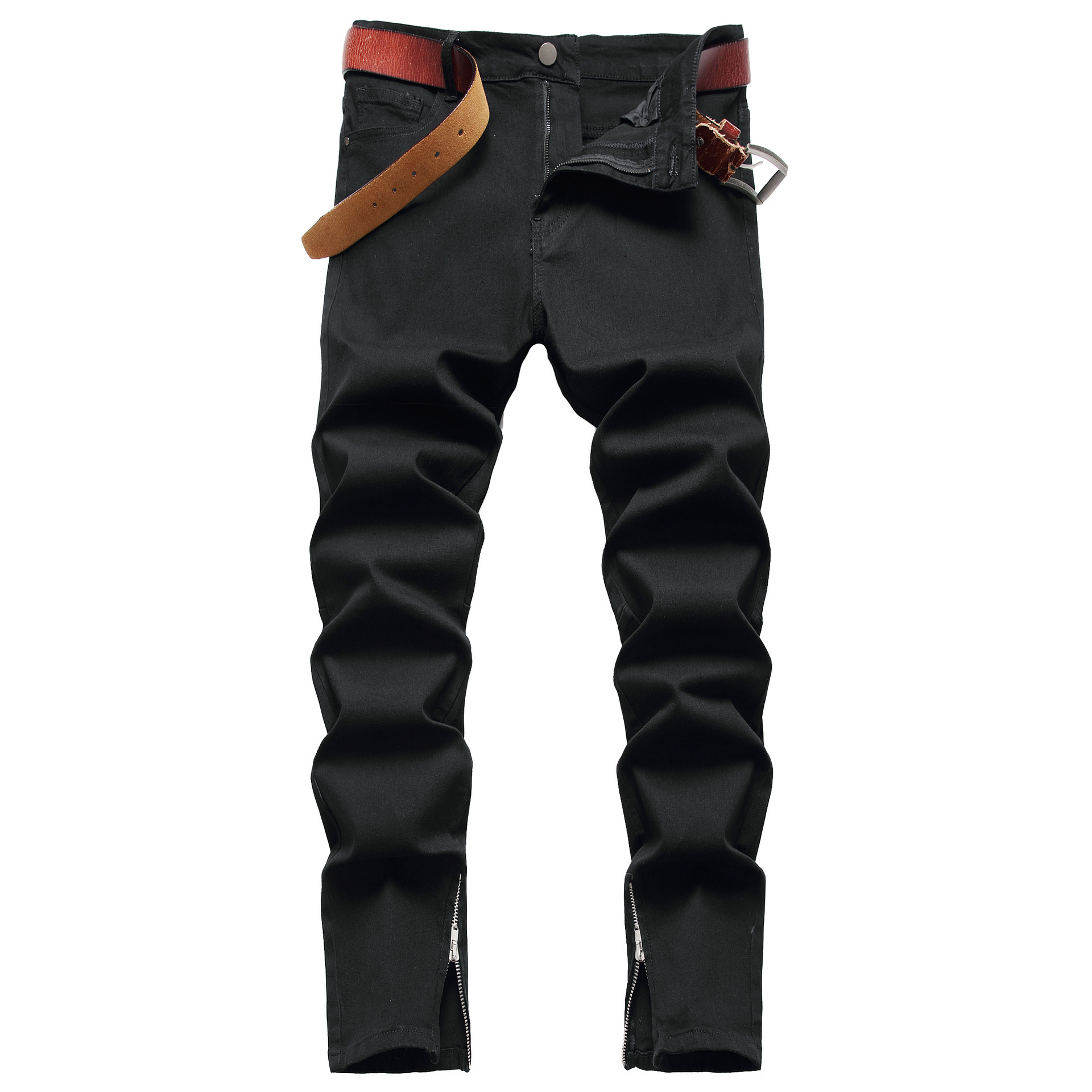   Foreign Trade Men's Pants Autumn New European and American Men's Jeans Ripped Zipper Split Fashion All-Match Trendy Men's Essential