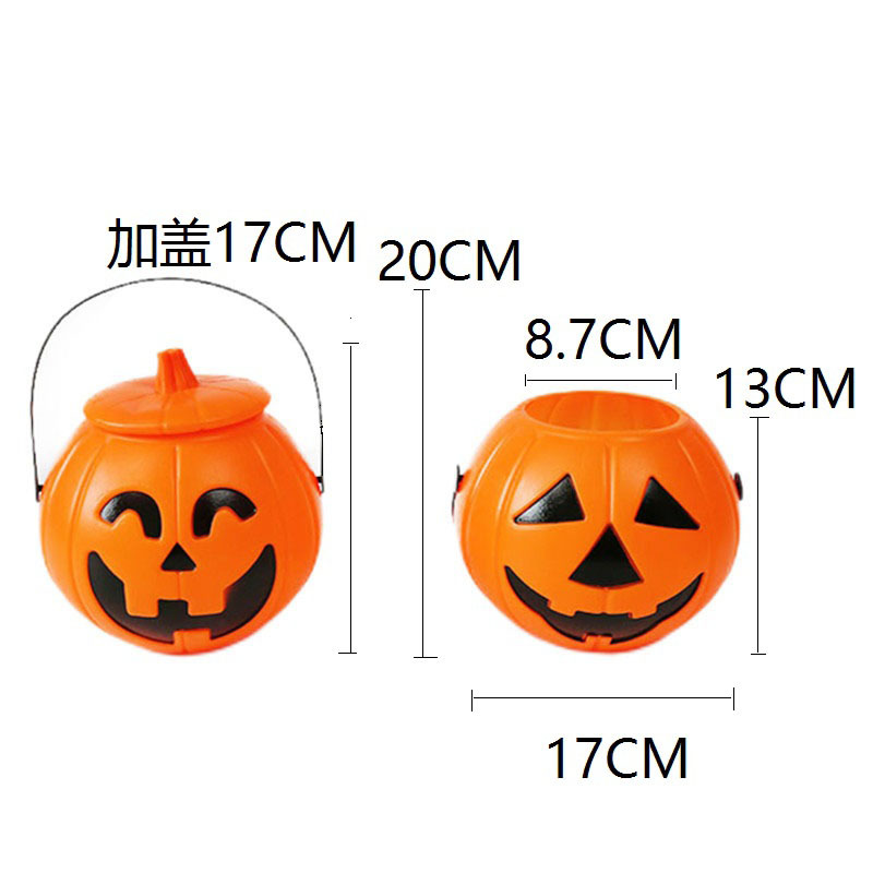 Zilin in Stock Wholesale Halloween Party Props Thickened Pumpkin round Barrel Candy Bucket Portable Pumpkin Lamp