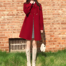 双面羊绒大衣女款2023秋冬新款红色呢子高级感小个子洋气毛呢外套