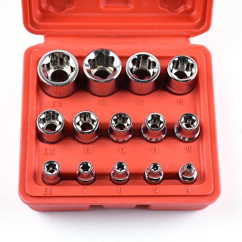 E-Type Sleeve Set 6-Angle E-Type Plum Pattern Socket Special Tools for Auto Repair 14-Piece Hexagonal Pattern Socket Combination