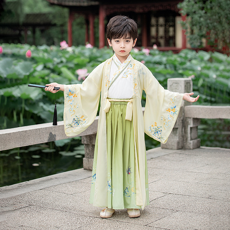 Hanfu Boys 2023 Autumn and Winter New Chinese Style Wang Ye Children's Ancient Costume Chinese Scholars Costume Suit Wholesale