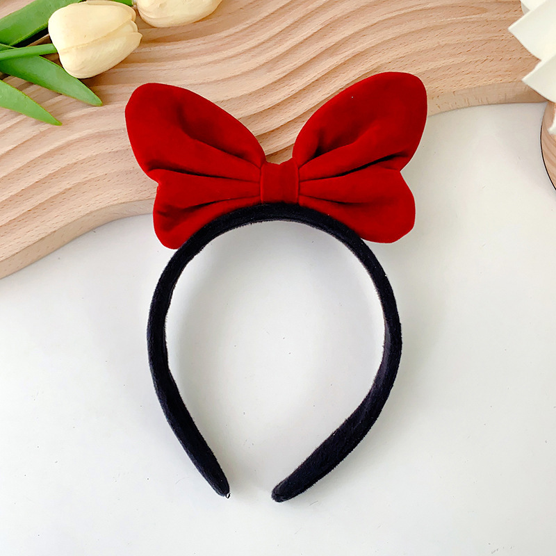 Mickey New Plush Big Bow Headband Washing Face Hair Band Internet Celebrity Cute and Graceful Gold Velvet Bow Headdress