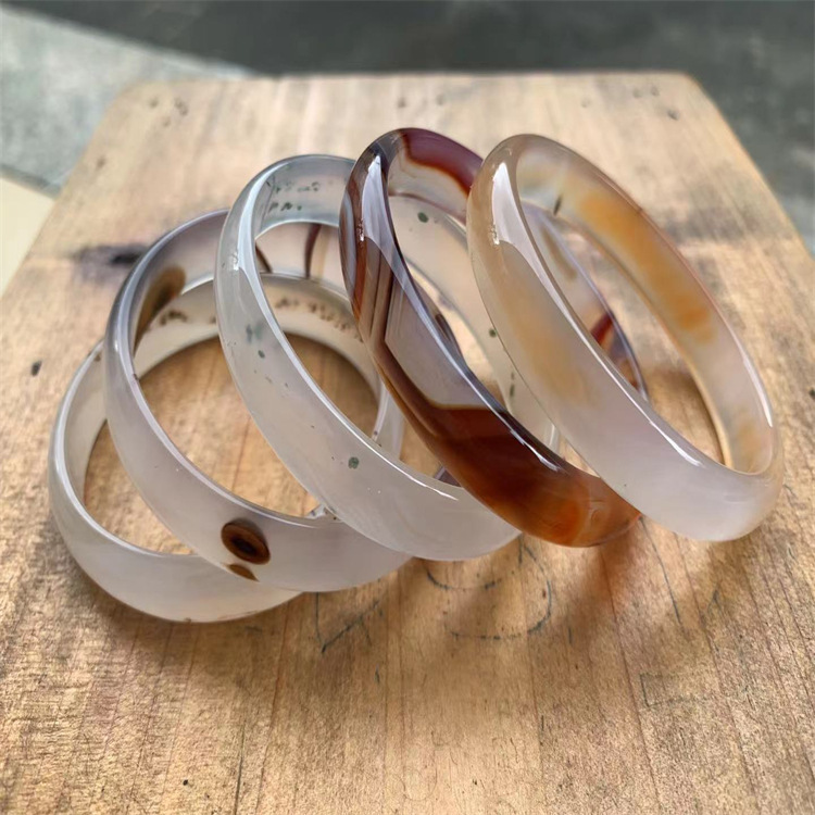 批发天然巴西a级玛瑙手镯15mm宽水草田园玛瑙手镯diy饰品厂家直批