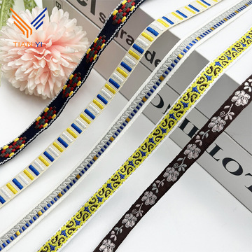 1cm现货清仓民族风提花织带批发彩色帽子装饰家纺包边带服装辅料