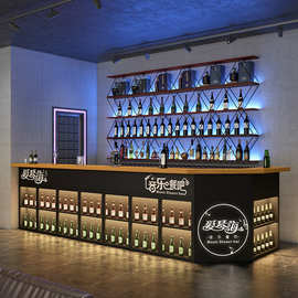 美式工业风酒吧吧台 台球厅烧烤店复古收银台 商用西餐厅前台转角