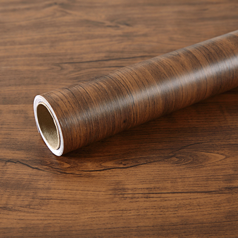 波音软片加厚防水自粘木纹纸墙纸旧柜子家具翻新橱柜贴纸棕色木纹