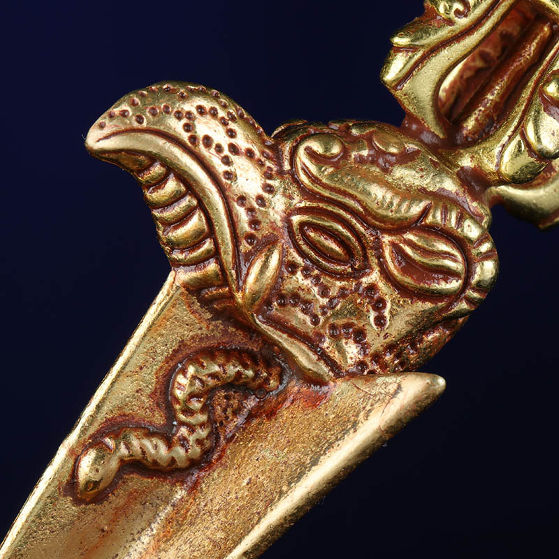 纯铜三面普巴金刚杵马头金刚橛家居装饰用器金刚斧家居摆件手持杵