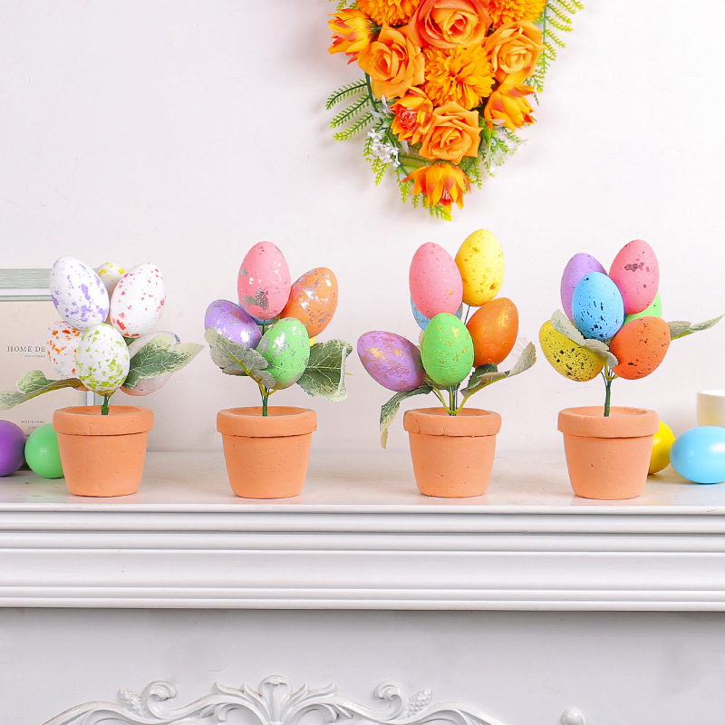 Amazon Hot Sale Spot Egg 2024 Easter Simulation Egg Medium Pot Easter Desktop Decoration Wholesale