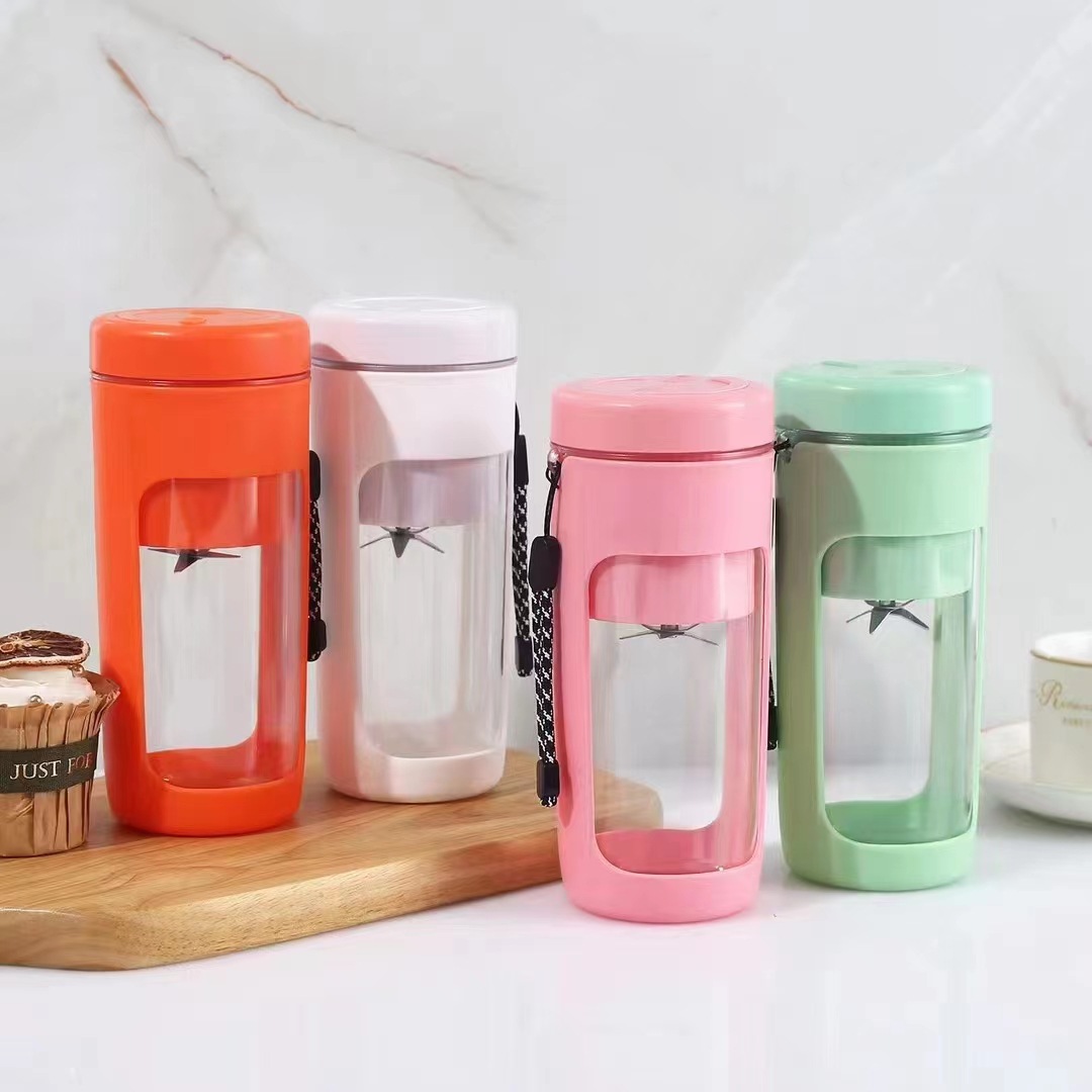450ml double-layer juicer cup 6-page cutter head usb wireless charging juicer small portable juice cup cross-border