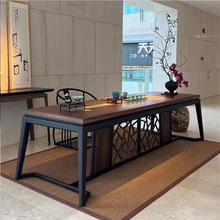 新中式茶桌椅组合黑胡桃茶台实木客厅茶几办公室茶室家具
