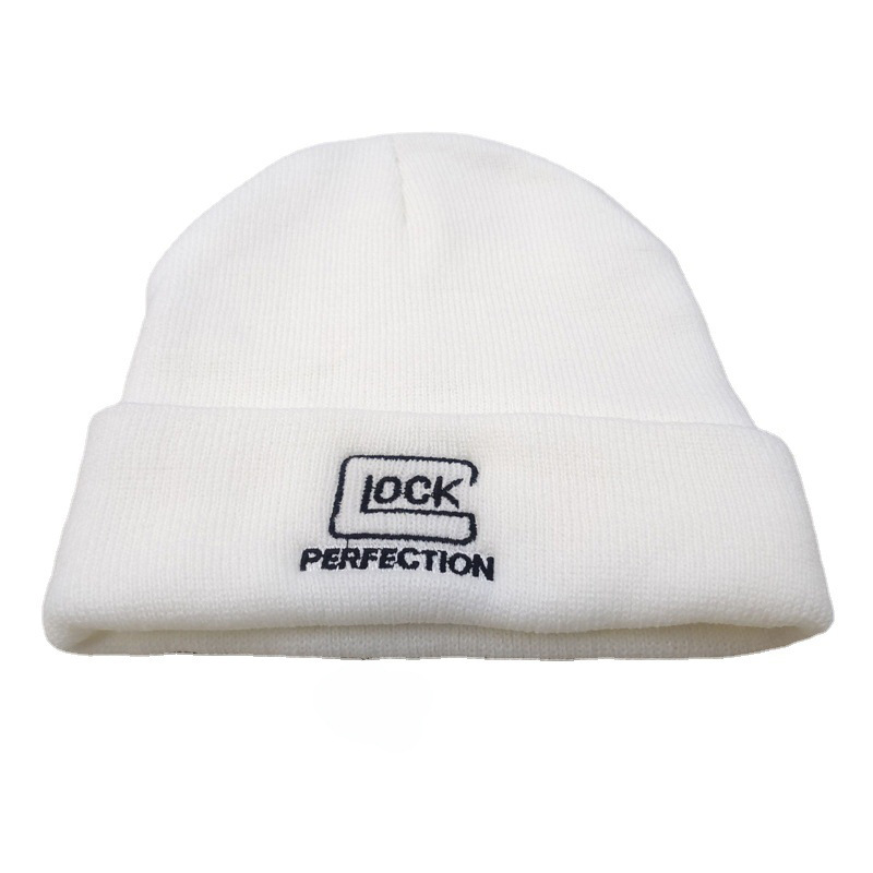 Cross-Border Glock Letter Embroidery Knitted Hat Rock Shooting Surrounding the Game Same Style Woolen Cap Men and Women Warm Hat