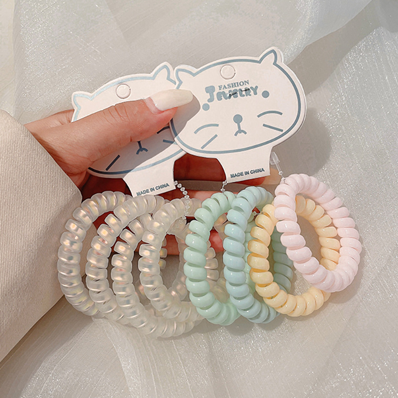 Ins Candy Color Phone Line Hair Ring Female Online Influencer High Elastic Seamless Head Rope Simple Hair Elastic Band Hair Rope