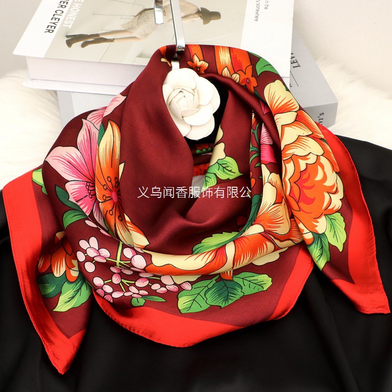 New Silk Satin Quality Square Scarf 70cm Silk Satin Emulation Silk Scarf Female Temperament Elegant Square Scarf Scarf Wholesale