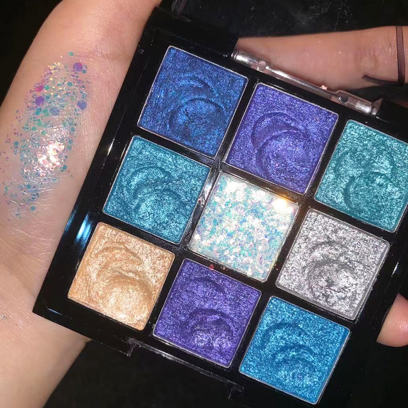 儿童蓝色眼影亮片眼影盘公主彩妆套装女孩表演小孩子女童演出学生