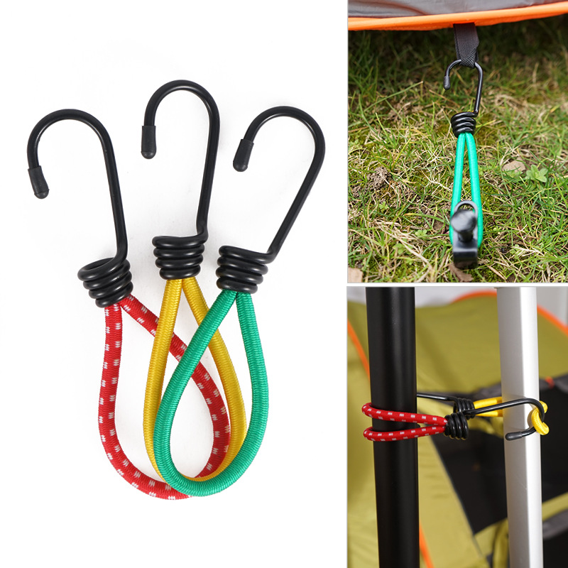 Outdoor Camping Tent Elastic String Clip 15cm Fixed Ratchet Tie down Elastic String Hook Camping Canopy Accessories Drawstring