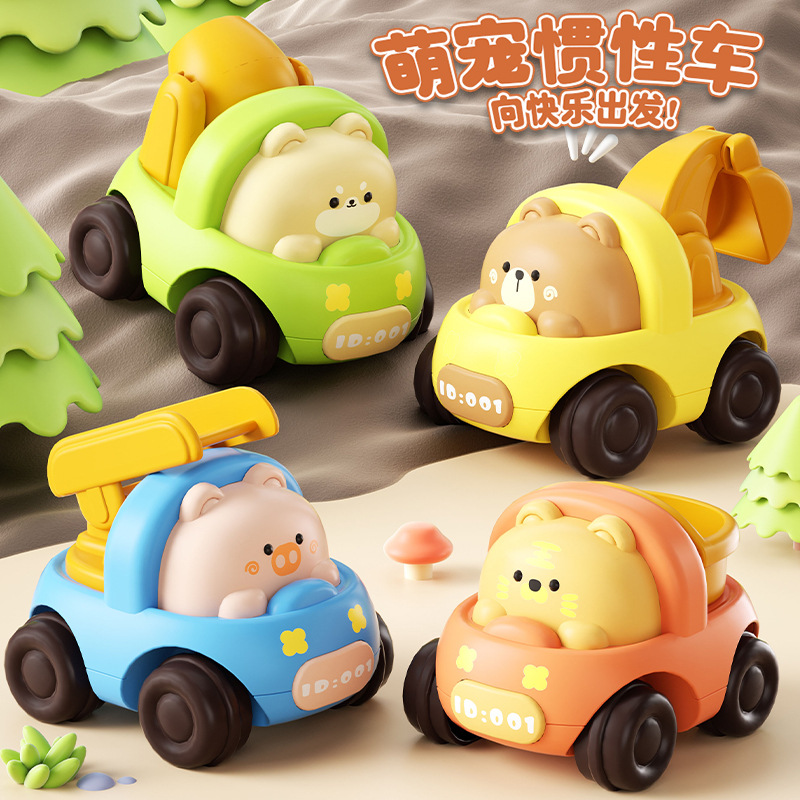 Best-Seller on Douyin Children's Cute Pet Inertia Car Puzzle Learning Cute Mini Cartoon Animal Car Gift Toys