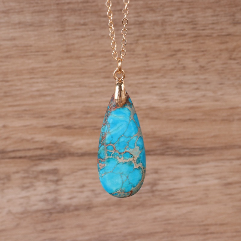 女士吊坠项链绿松石链项链 时尚简约女士珠宝首饰