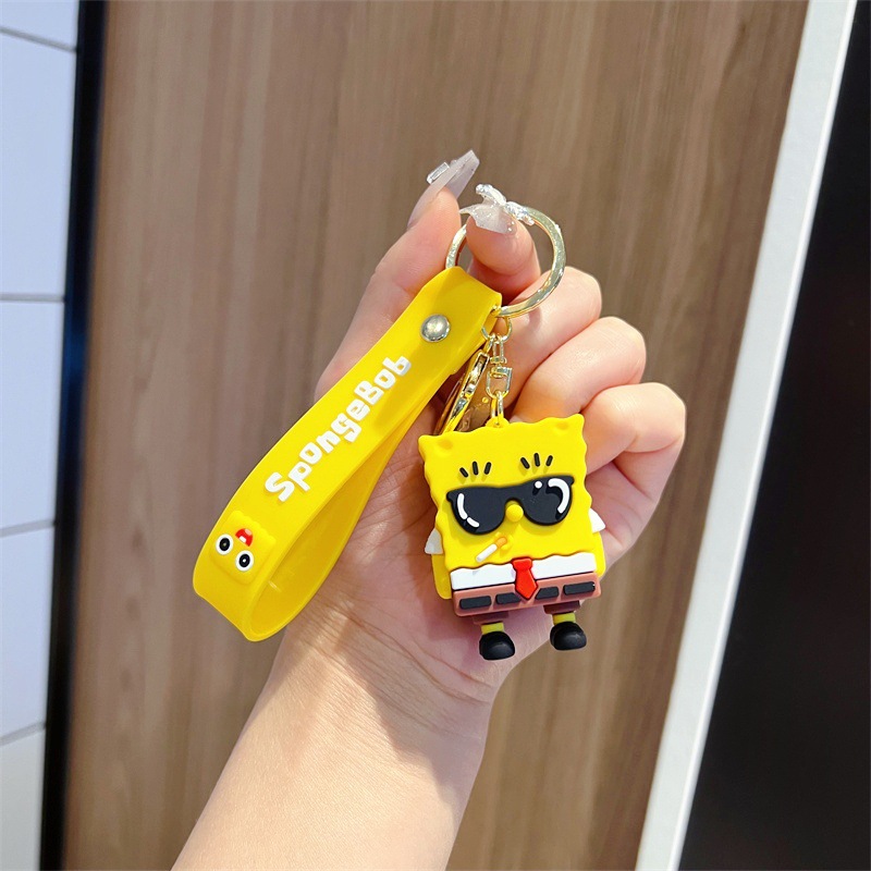 Creative Cartoon SpongeBob Key Chain Trendy Cool Big Eyes Cute Pie Star SpongeBob Key Chain Men and Women's Pendants