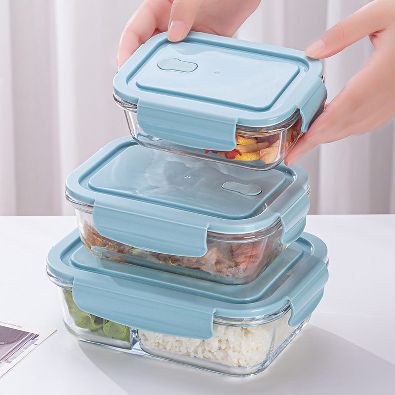 Glass Lunch Box Microwave Lunch Box Separated Student Crisper Insulated Lunch Box Lunch Box Bowl Set Office Worker