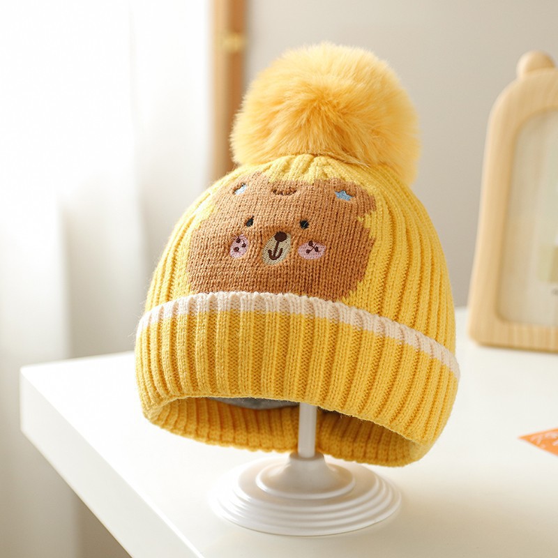 Cute Little Animal Knitted Hat New Children's Hat Baby Wool Cap Super Cute Cartoon Embroidered Warm Pullover Cap