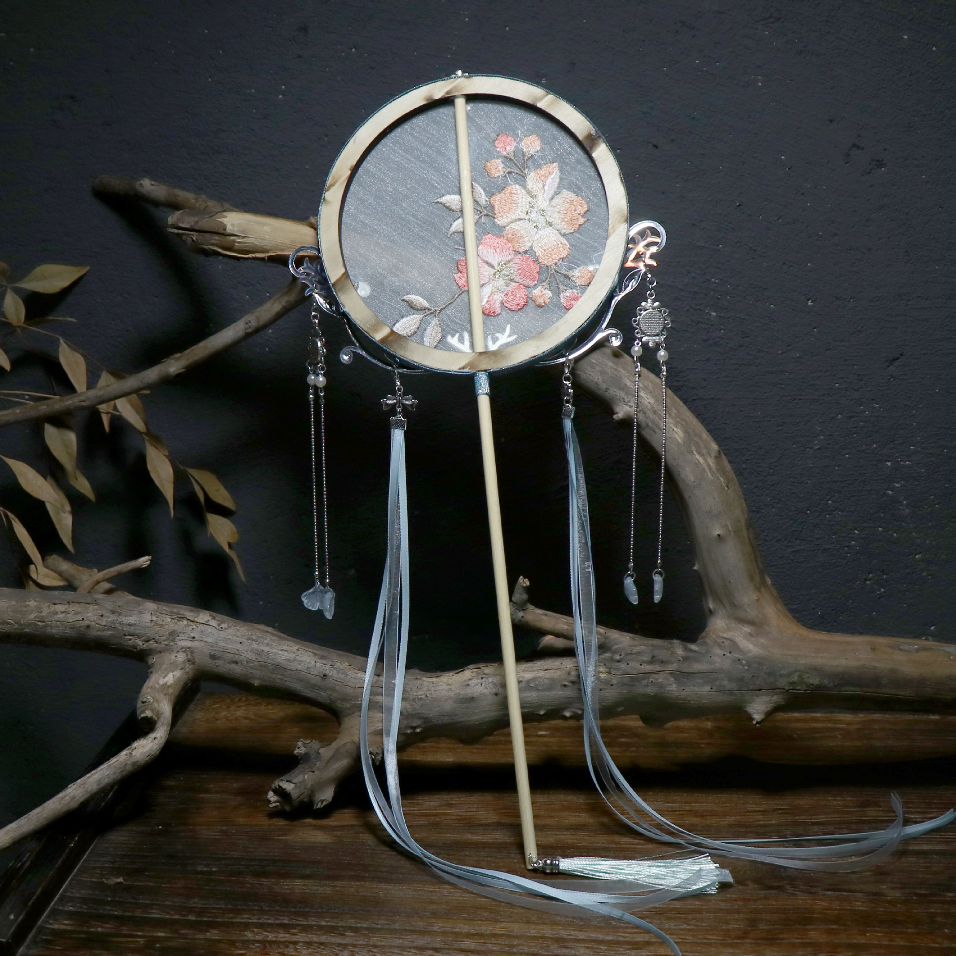 贰玥新品刺绣团扇唯美汉服配饰饰品宫扇古风扇子拍摄道具【今生】