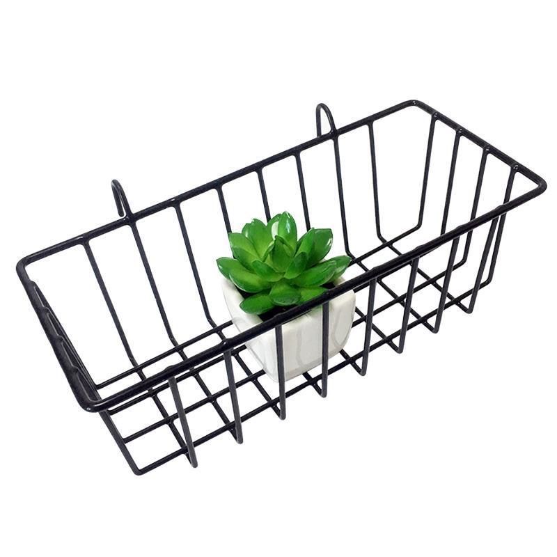 Wire-Wrap Board Hanging Basket Wrought Iron Grid Square European Ins Dormitory Girl Wall Decoration Photo Clip Decorative Shelf