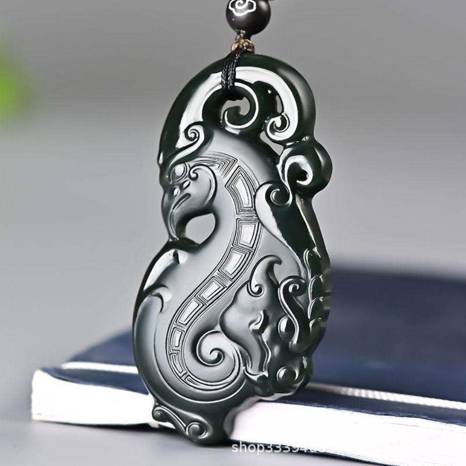 厂家直售塔青和田玉情侣吊坠 二合一仿古龙凤配 男女玉佩正品批发