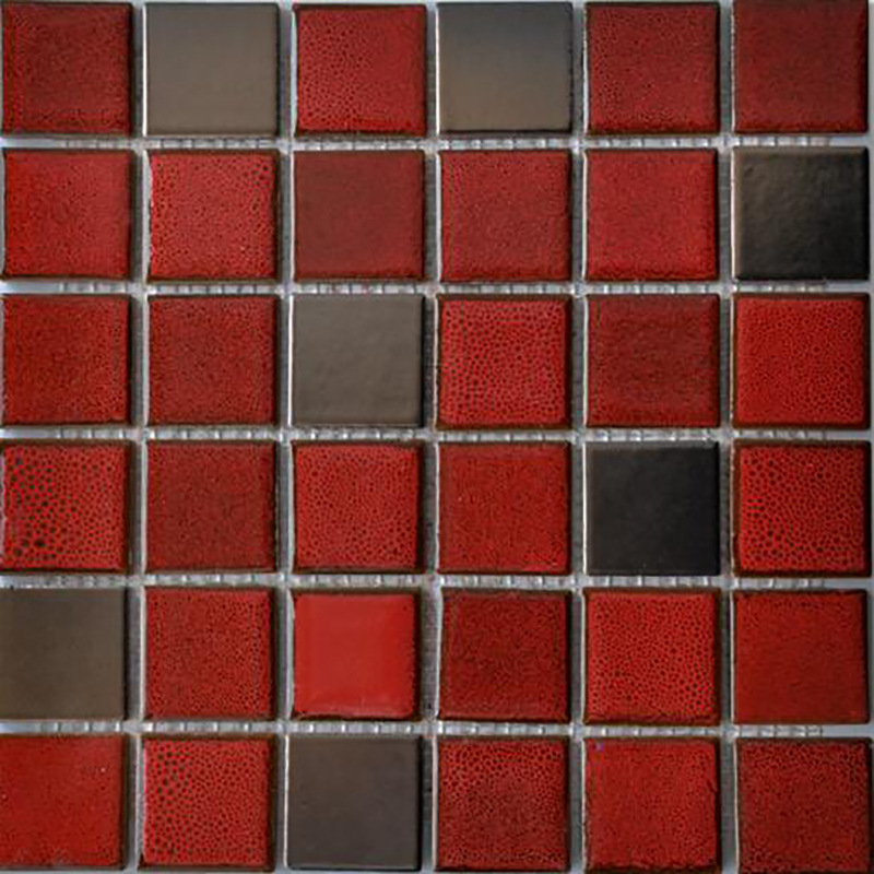 中国红色陶瓷窑变方形手工马赛克浴室阳台建材装修材料内墙鱼池砖