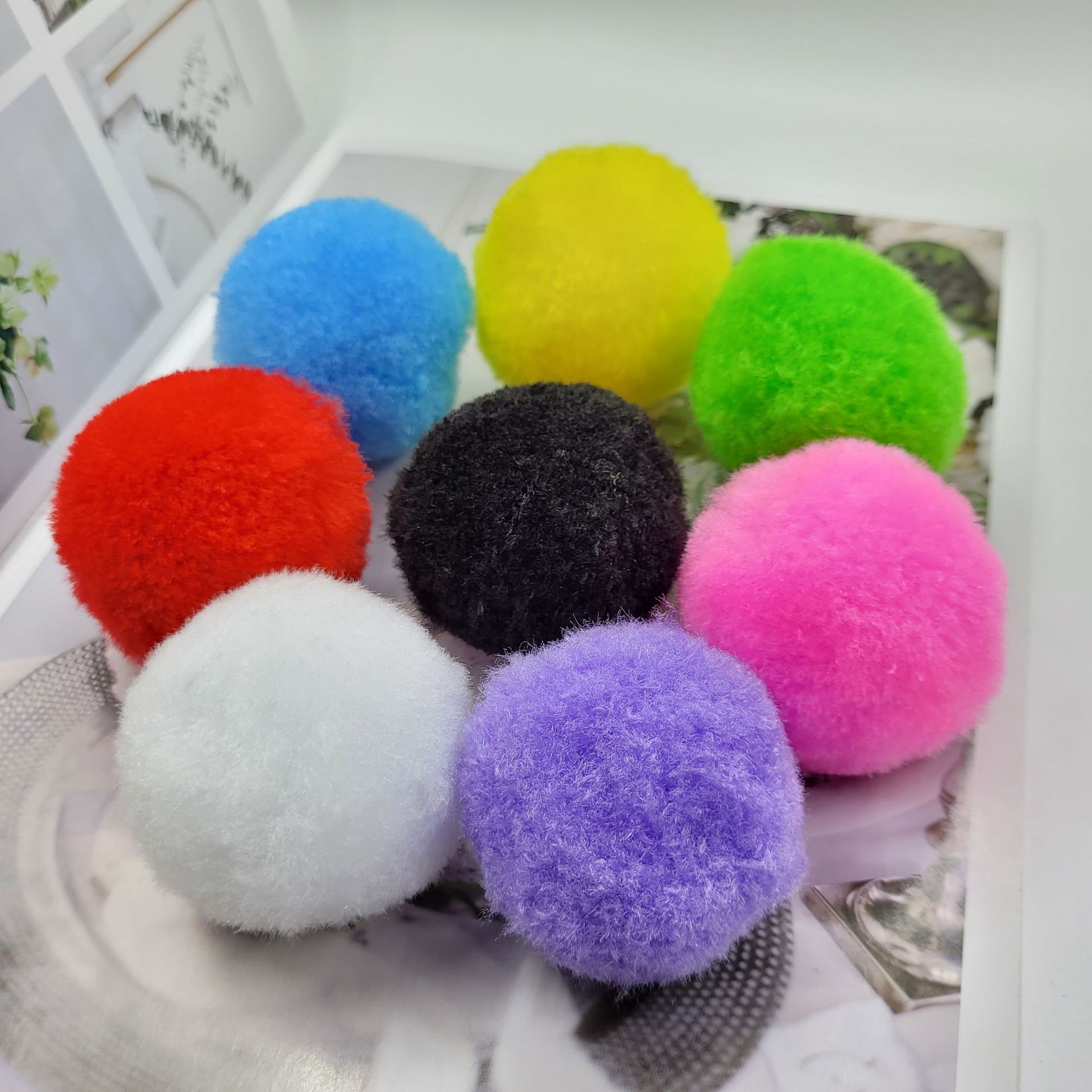 彩色丙纶毛绒球麻将球 玩具辅料毛球球心 diy生日帽子蛋糕配件pom