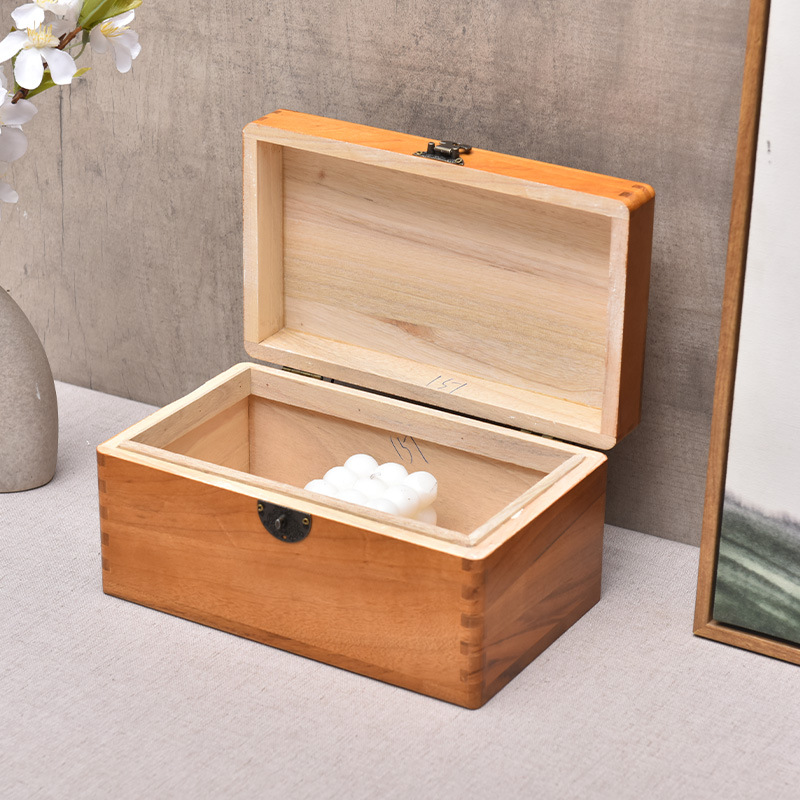 复古木制收纳盒 桌面收纳杂物小木盒家用方形木盒字画储物盒子