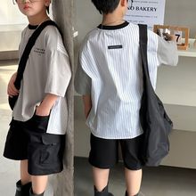 韩国童装男童衬衫2024夏装儿童短袖中大童T恤洋气上衣潮t透气宽松