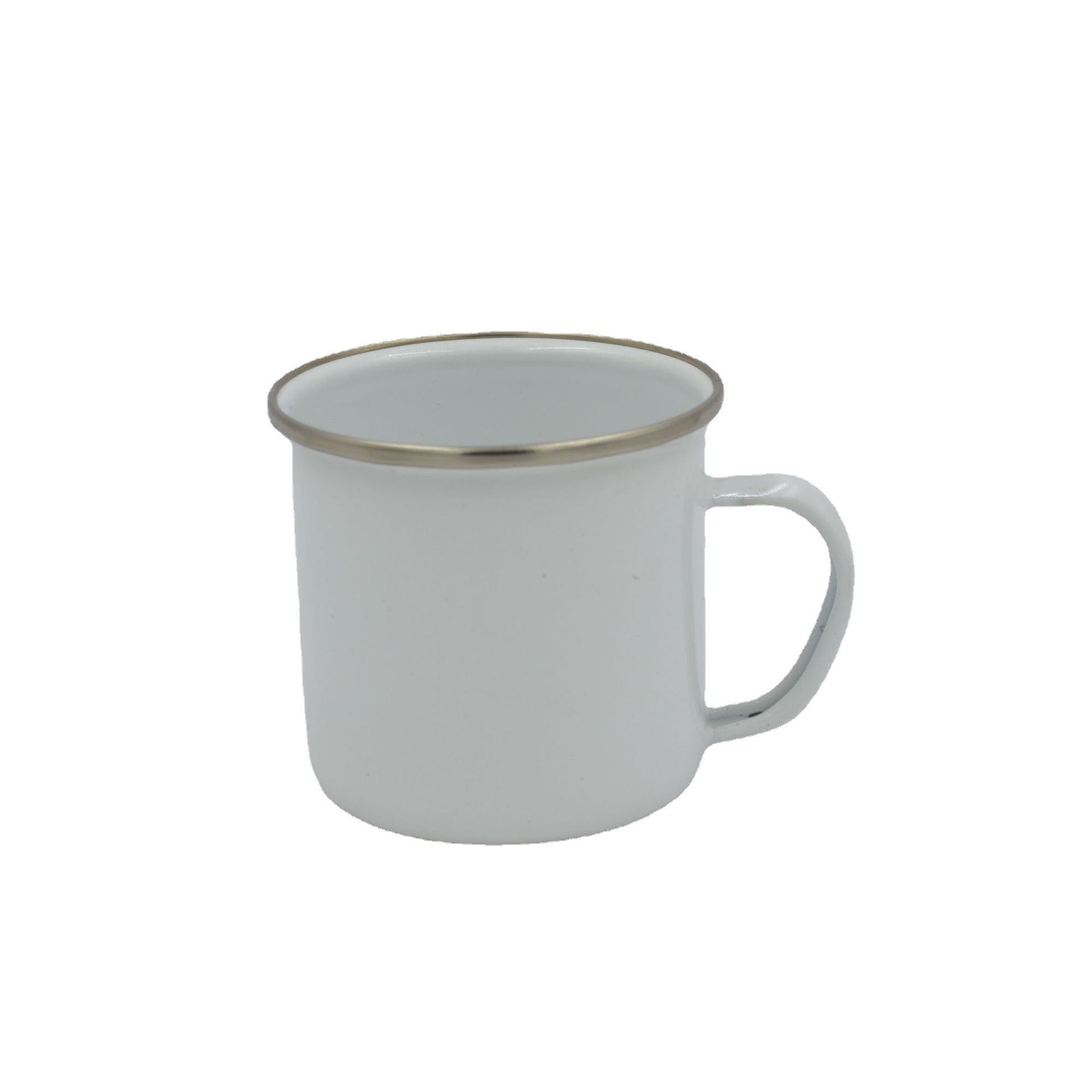 不锈钢包边搪瓷杯 白色热转印热升华搪瓷杯子