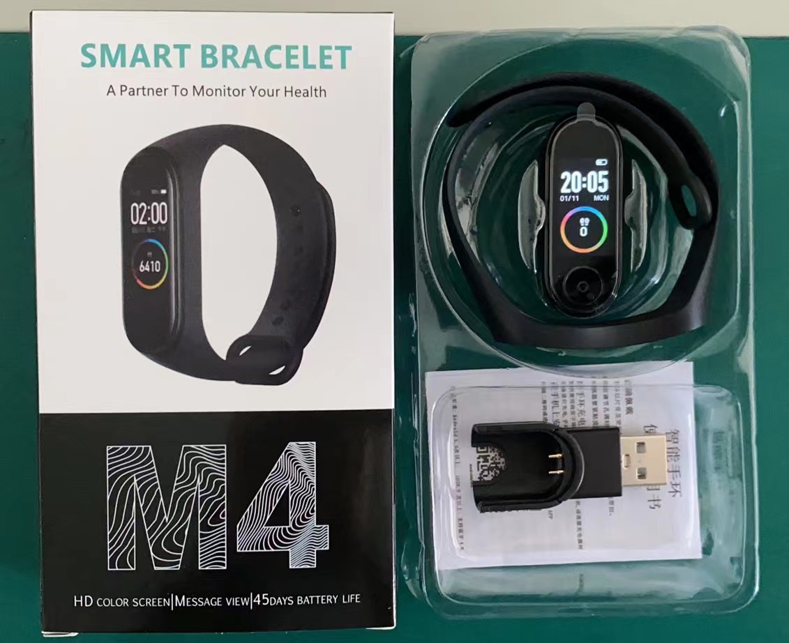 新款m4智能手环多界面心率血压计步运动防水手环礼品订单工厂供货
