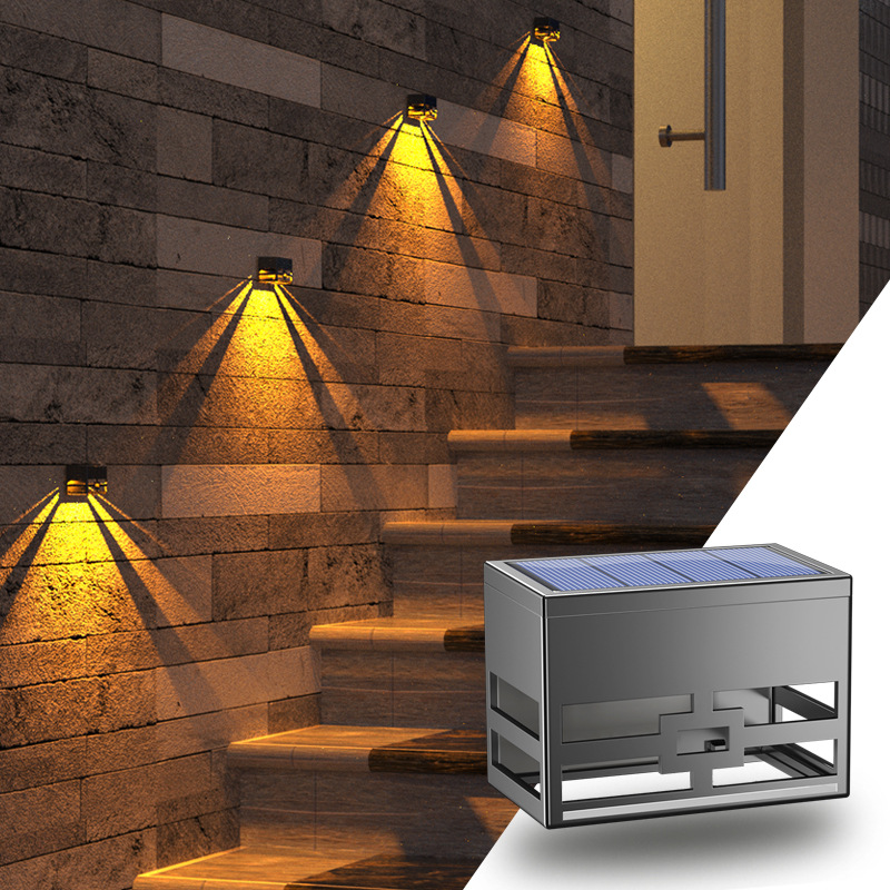 新款太阳能壁灯人体感应庭院灯楼梯装饰洗墙灯户外篱笆围墙台阶灯