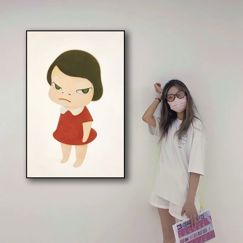 奈良美智装饰画现代日式梦游娃娃卧室墙画房间挂画儿童日系壁画