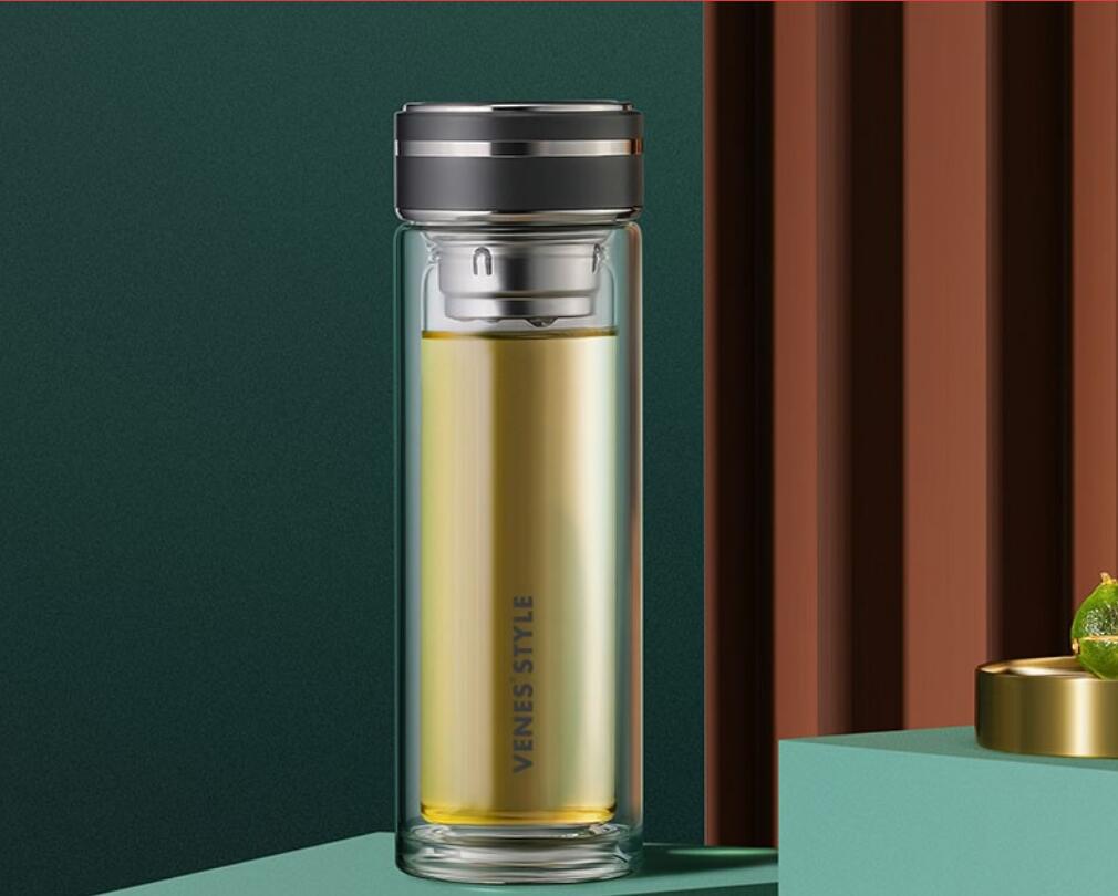 菲驰(venes)双层高硼硅玻璃杯 带茶茗爵玻璃杯300ml fc309-300