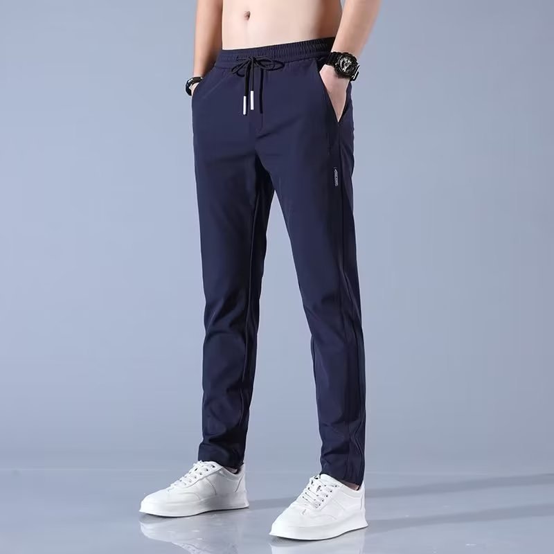 Shirt Ice Silk Leggings Men's Summer Korean Style plus Size Slim Fit Straight Foreign Trade in Stock Wholesale Business Casual Pants
