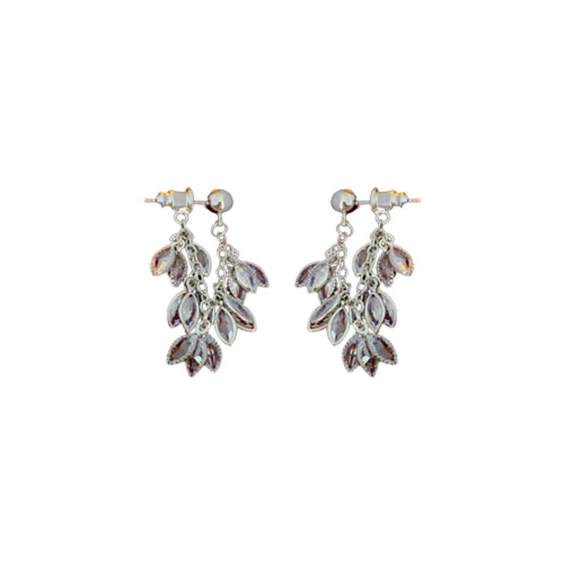 Silver Needle Zircon Leaf Tassel Earrings Personalized Metal Earrings Affordable Luxury Fashion High-Grade Earrings Women's Wholesale