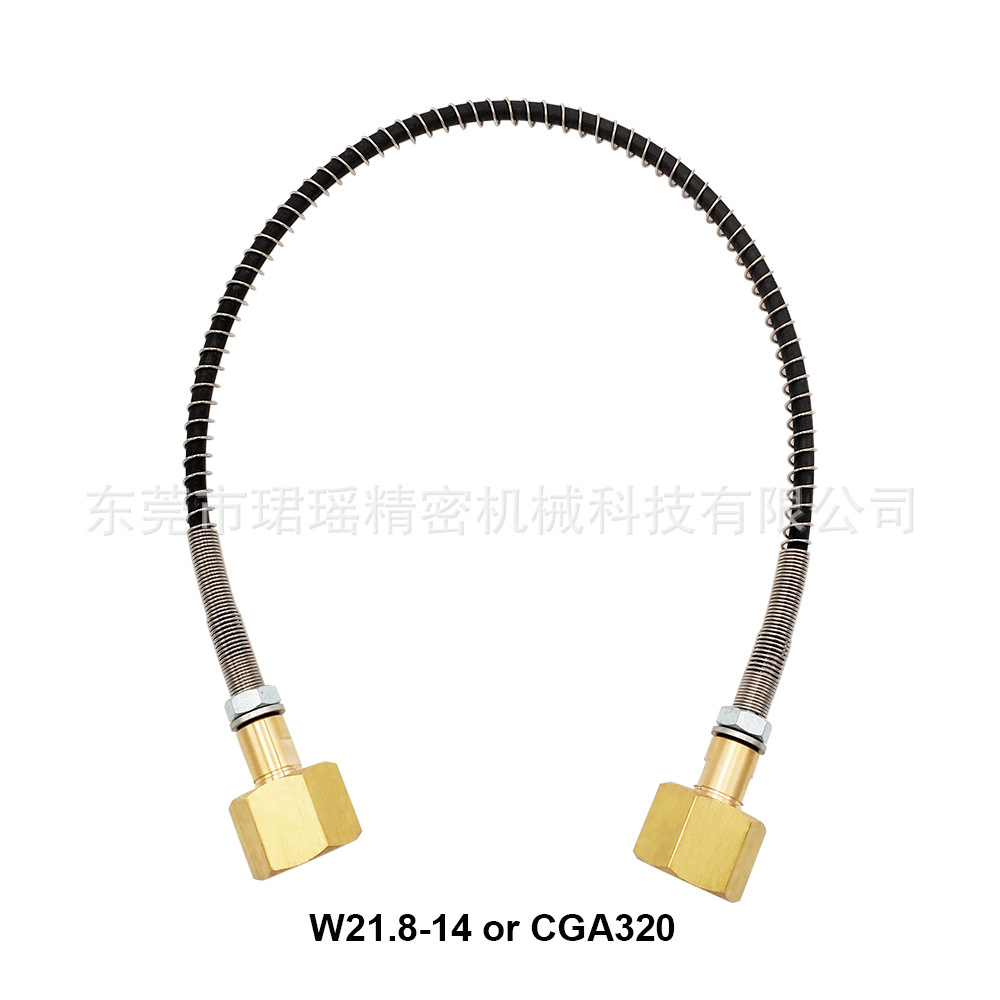 跨境焊接二氧化碳大瓶充气过气管50cm全弹簧高压软管CGA320,W21.8
