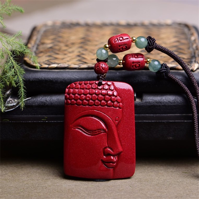 朱砂官方旗舰店天然原矿紫金砂半面佛吊坠