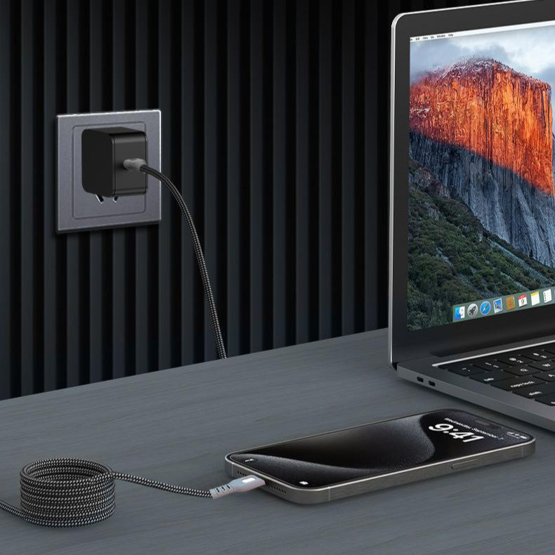带灯磁吸收纳数据线适用苹果15华为手机typec充电线伸缩USB充电线