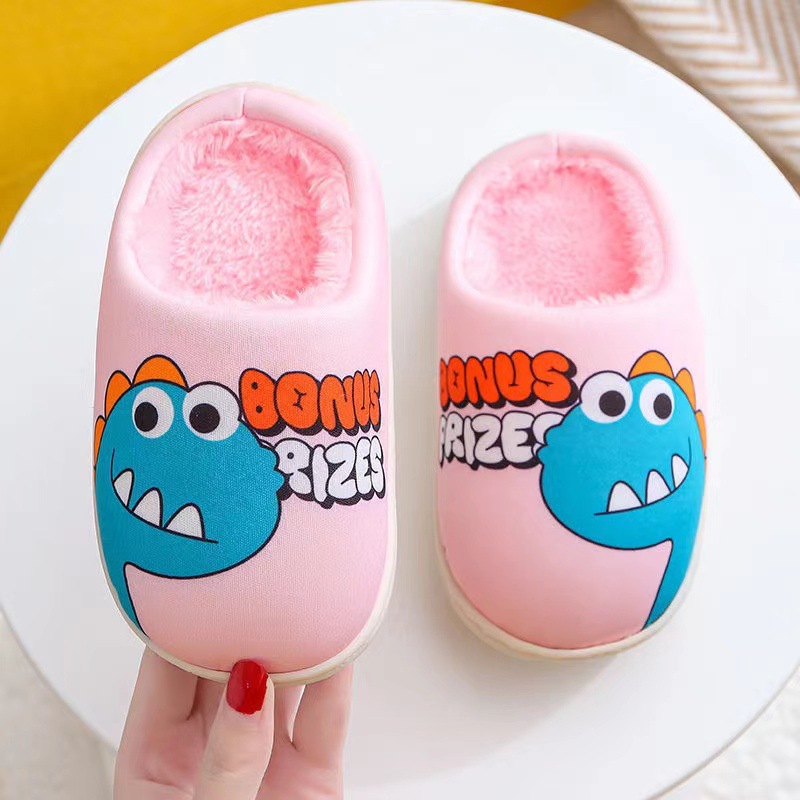 Cixi You Nuo Shoes 2023 Autumn and Winter New Children's Slippers Cartoon Little Dinosaur Home Cotton Slippers in Stock Wholesale